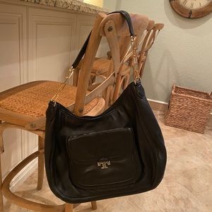 Tory Burch Black Leather Shoulder Hobo